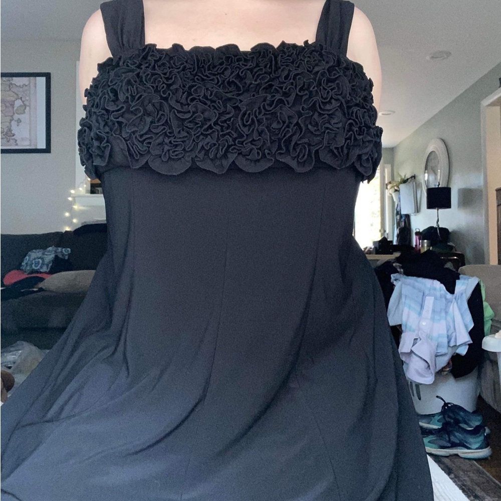 Womens Dressbarn Collection 22 Black Rosette Embellished Empire Waist Midi Dress